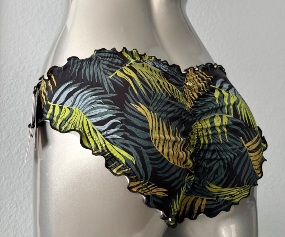 Victoria's Secret Nwt Palm Print Ruched Ruffled Ruffle Cheeky Swim Bikini Bottom